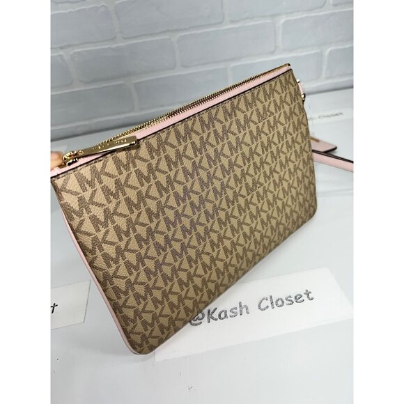 Michael Kors wristlet 2 in 1 wallet card case Jet Set Large Powder blush - Picture 4 of 8